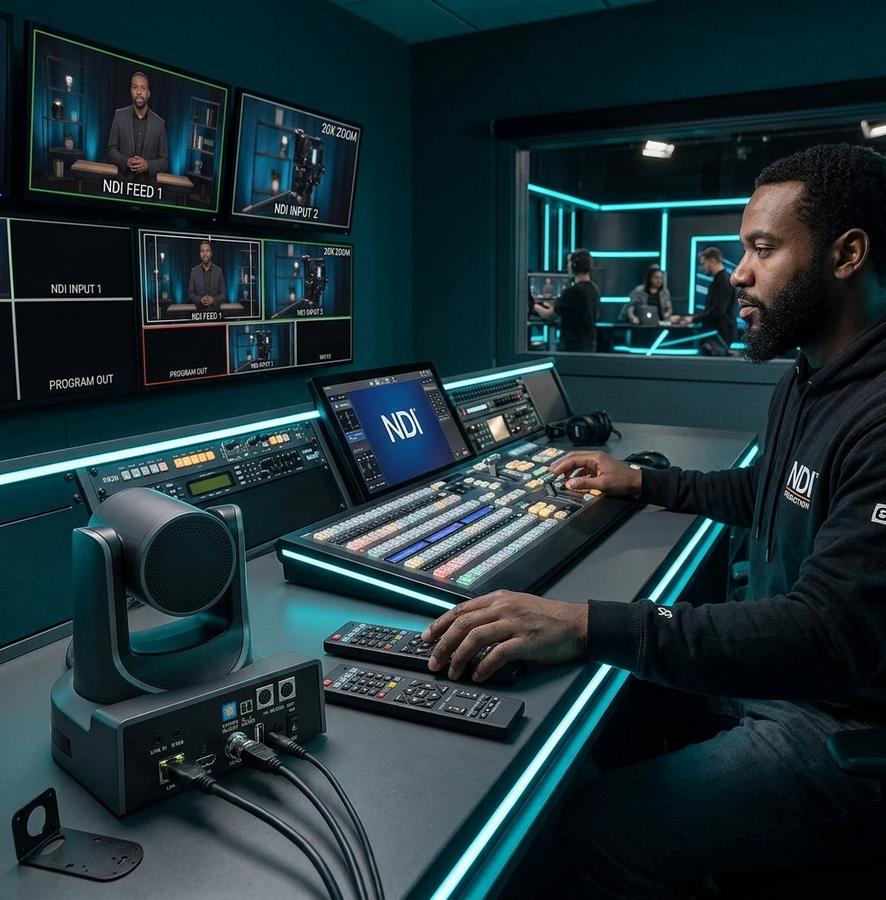 Meeasier NDI PTZ Camera 20X in broadcast studio