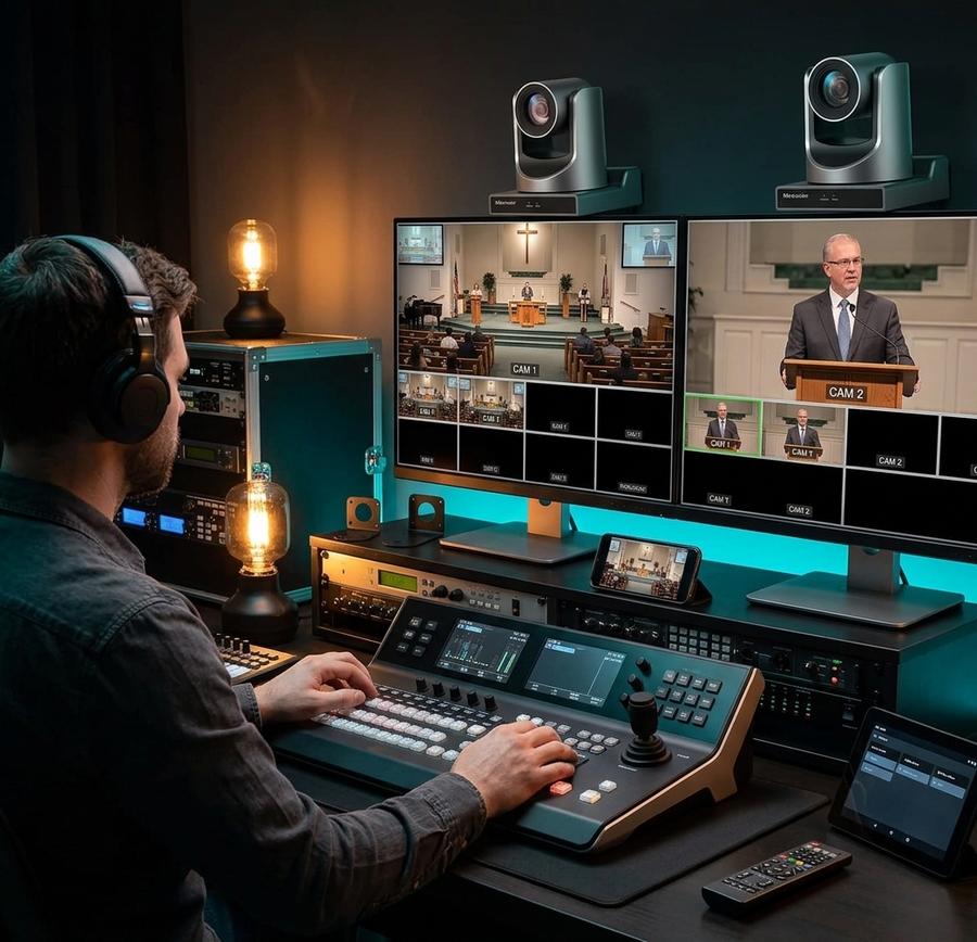 Meeasier PTZ Camera 20X in church live stream setup