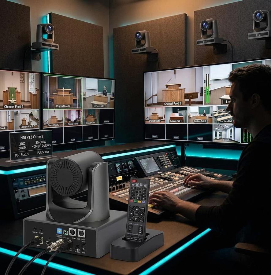 Meeasier NDI PTZ Camera 30X in church sanctuary