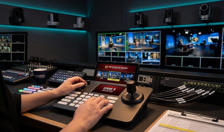 Meeasier PTZ Controller on production desk